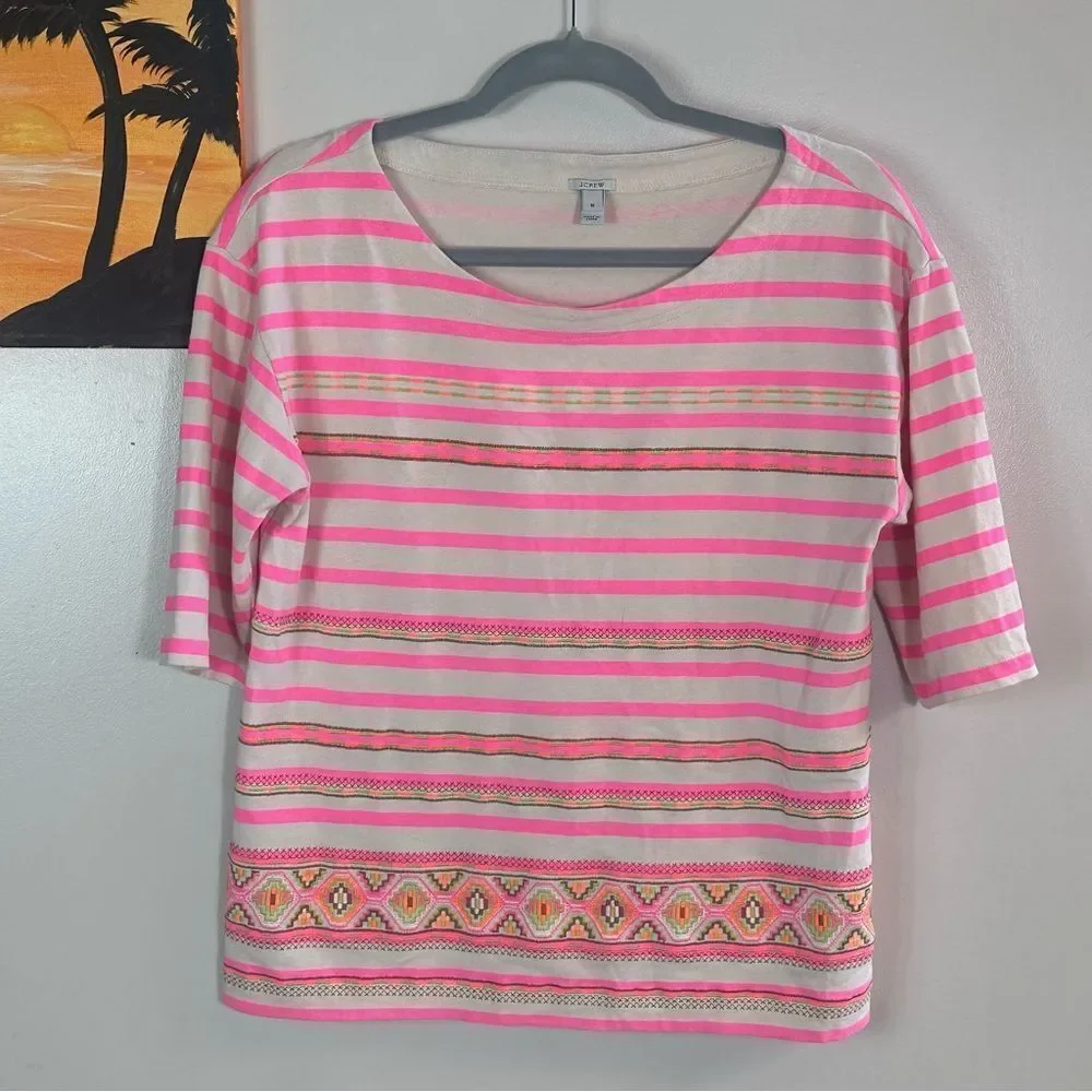 J. Crew Pink Boxy 3/4 Sleeve Blouse